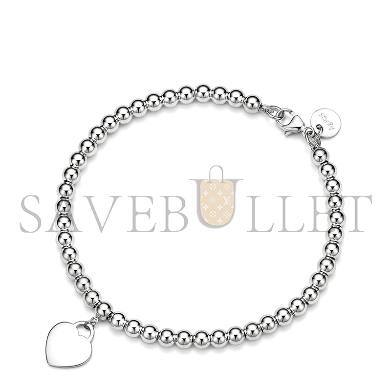 TIFFANY STERLING SILVER WITH DIAMOND HEART TAG BEAD BRACELET 6853255